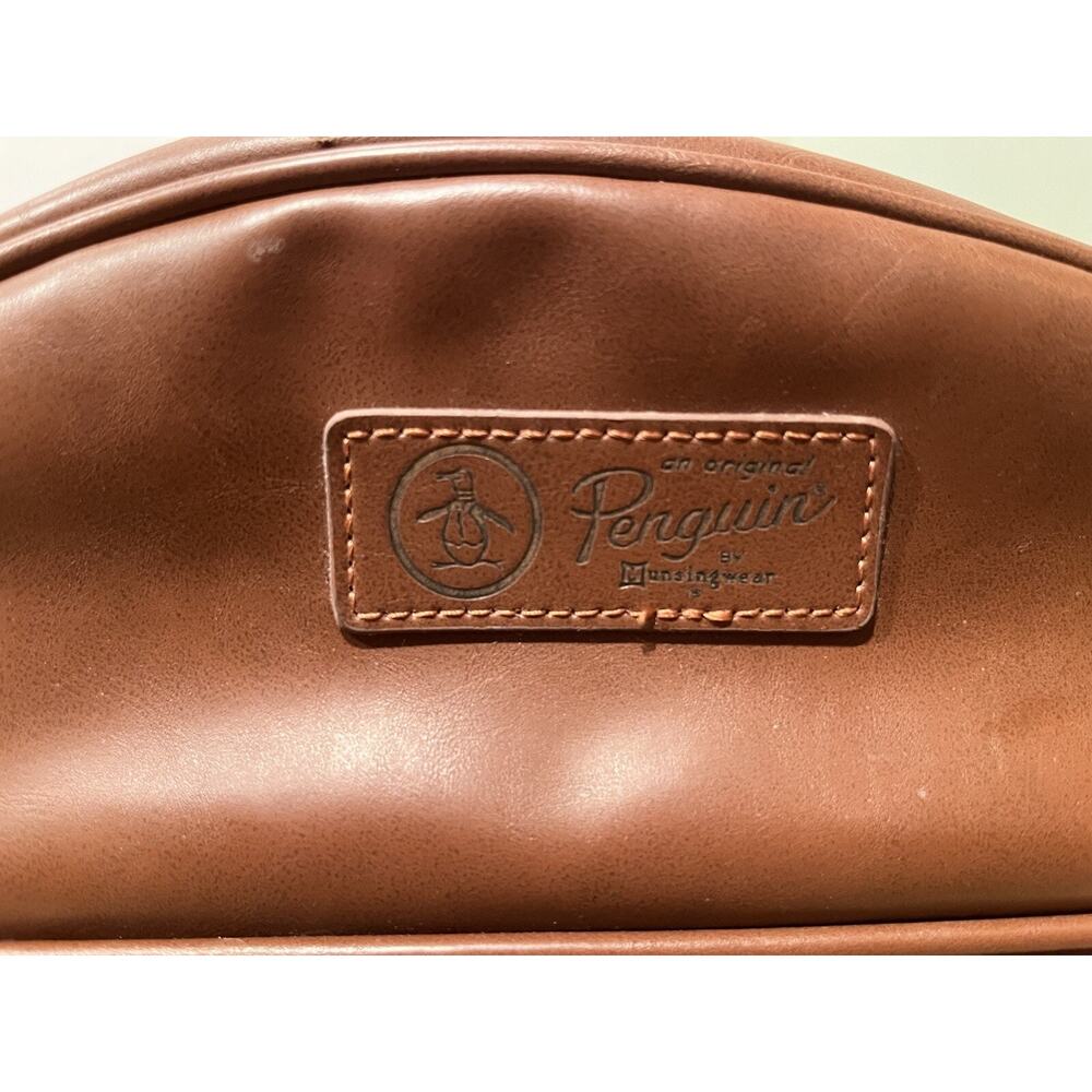 EUC ORIGINAL PENGUIN Leather Munsingwear Cosmetic /Toiletry Overnight Bag, Brown - Picture 6 of 7